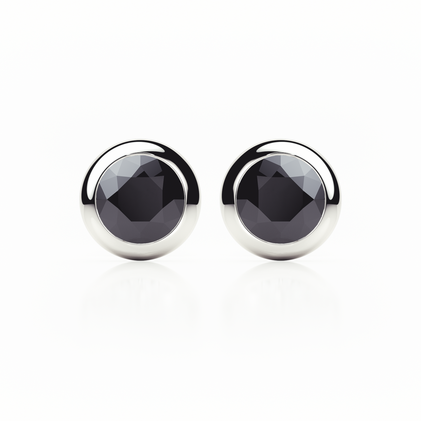 Rub Over - Black Diamond - Stud Earrings