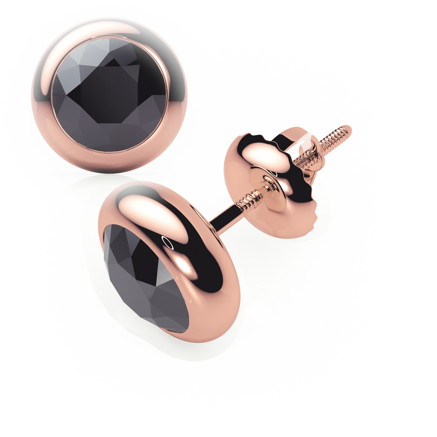 Rub Over - Black Diamond - Stud Earrings