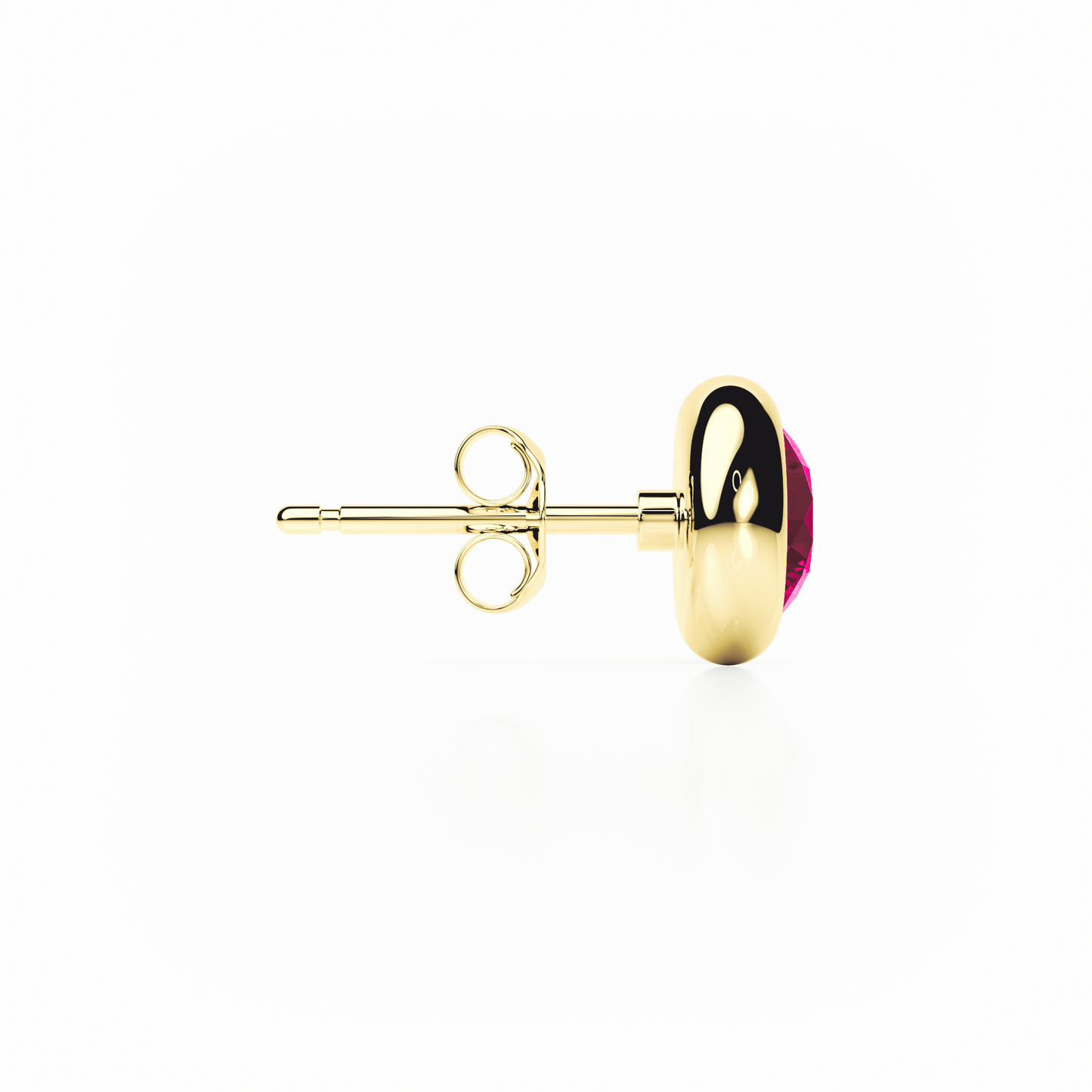 Bezel Set - Red Ruby - Stud Earrings