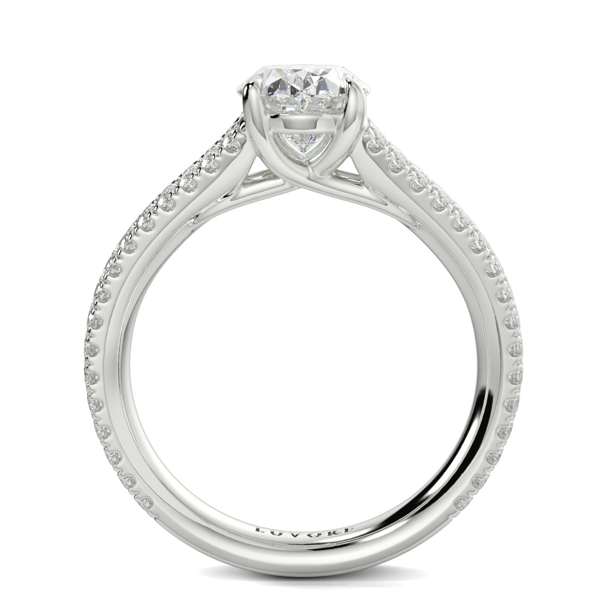 Silver ring with a diamond on a white background Yb jewellers engagement ring straight band