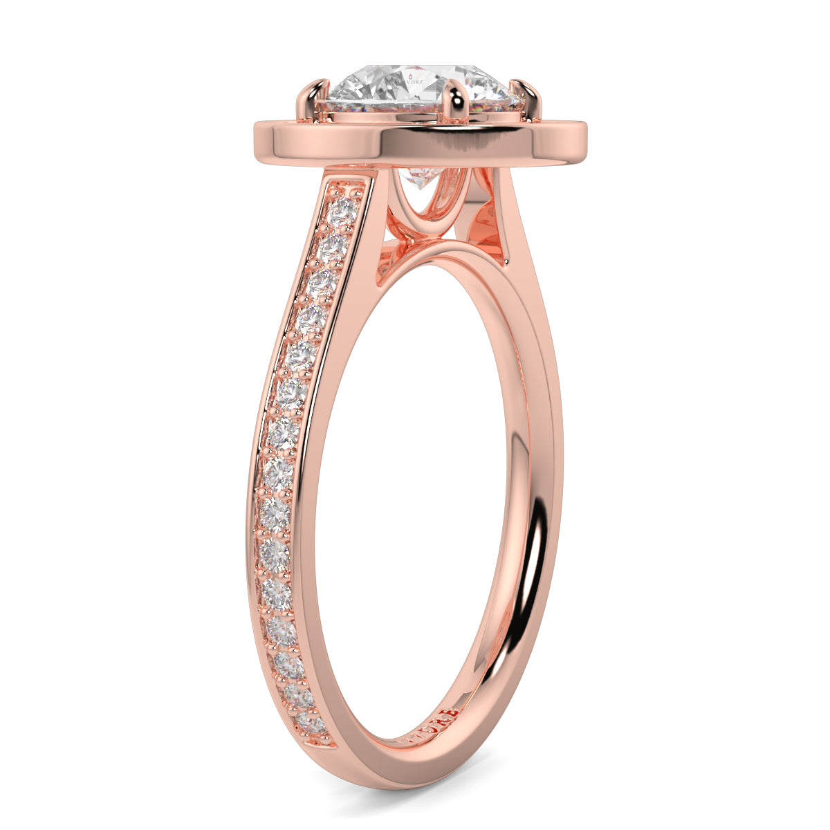 Rose gold ring with a diamond on a white background engagement ring Yb jewellers trending design 