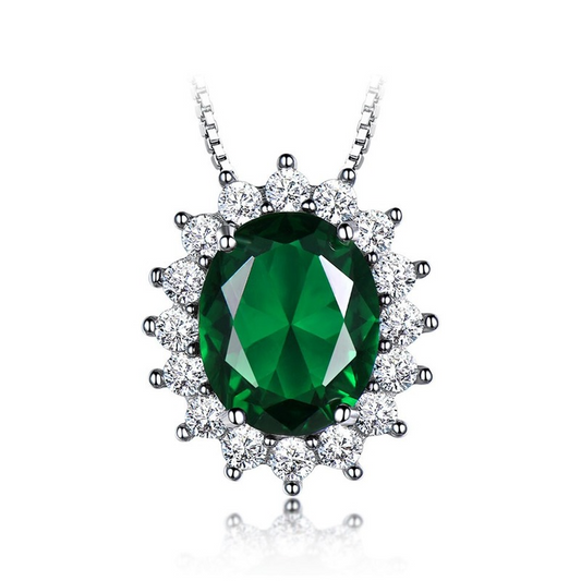 Emerald Diamond Oval Pendant