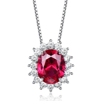 Ruby Diamond Oval Pendant