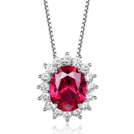 Ruby Diamond Oval Pendant