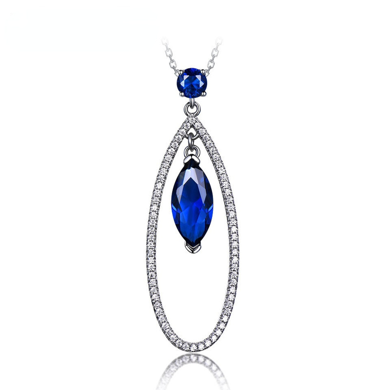 Sapphire Marquise Diamond Oval Pendant