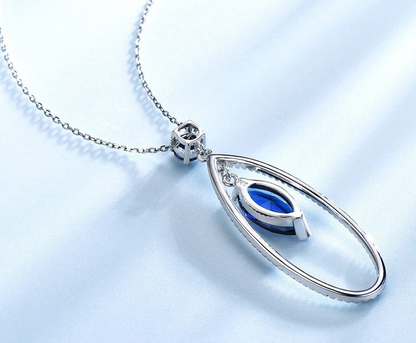 Sapphire Marquise Diamond Oval Pendant