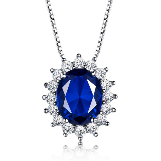 Sapphire Diamond Oval Pendant