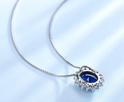 Sapphire Diamond Oval Pendant