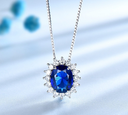 Sapphire Diamond Oval Pendant