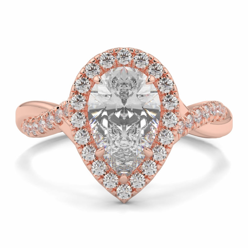 Halo Pear 2 Row Split Ring