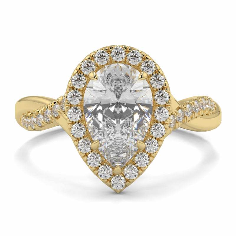 Halo Pear 2 Row Split Ring