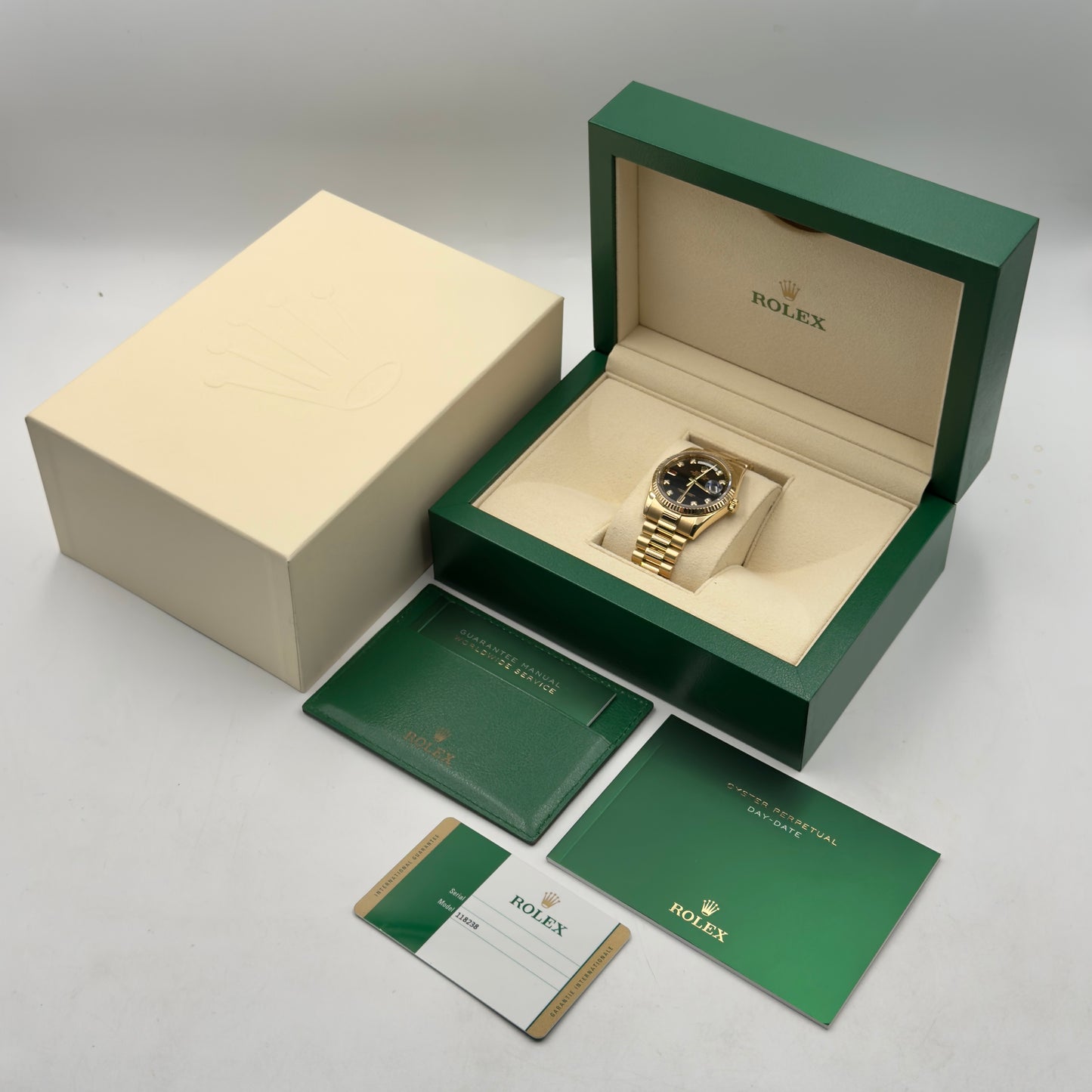 Rolex Day-Date Yellow Gold Ruby Dial 118238 - Full Set (2016)