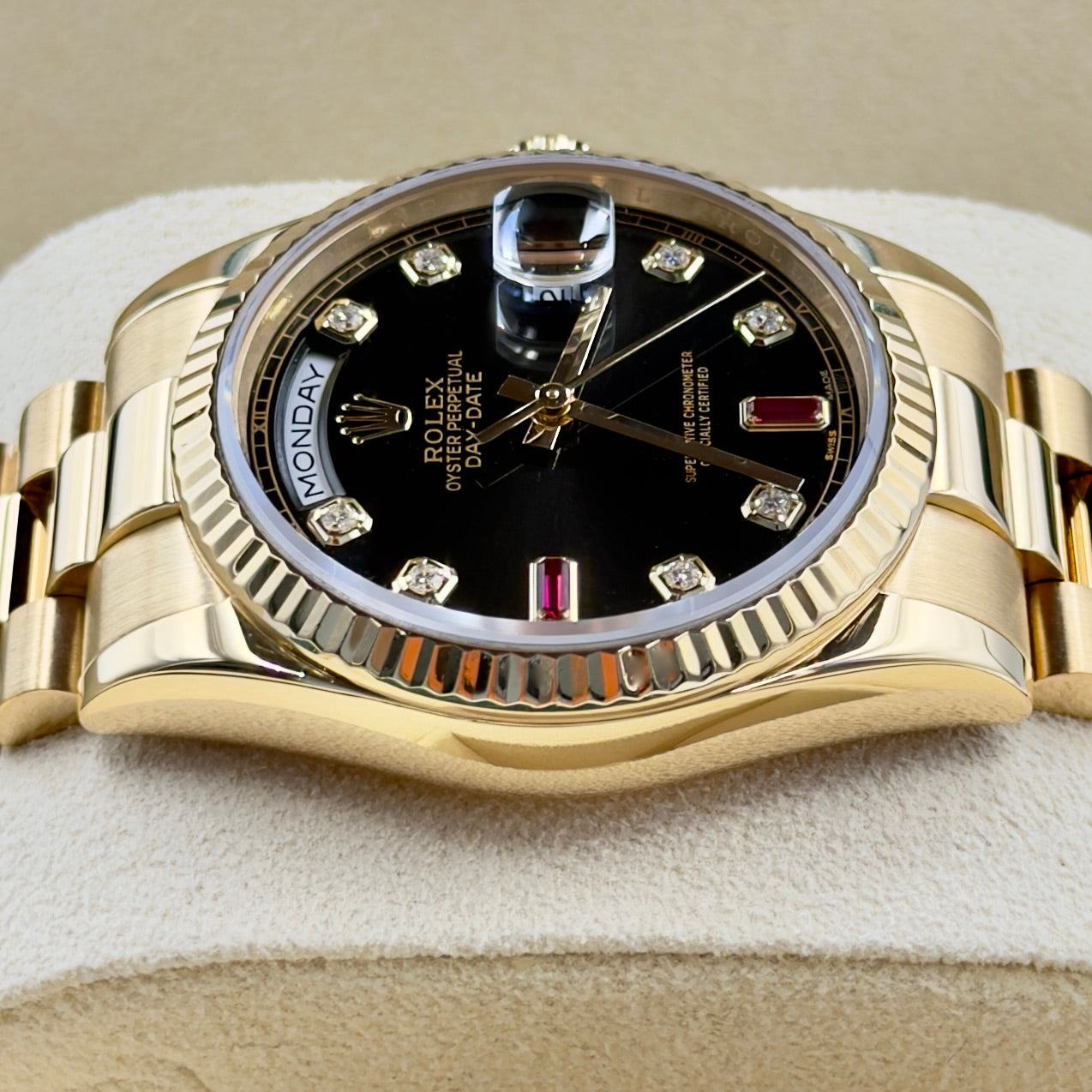 Rolex Day-Date Yellow Gold Ruby Dial 118238 - Full Set (2016)