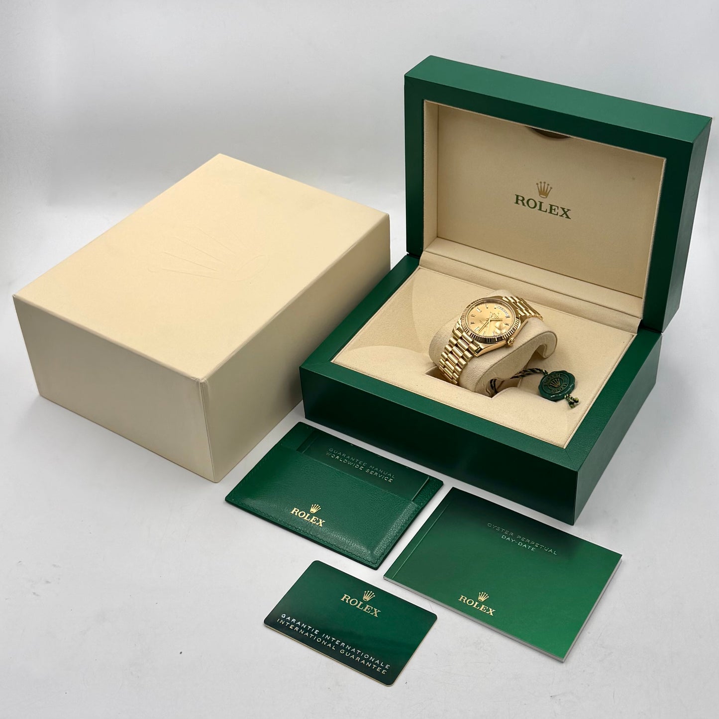 Rolex Day-Date 40 Champagne Baguette Dial 228238 - Full Set (2022)