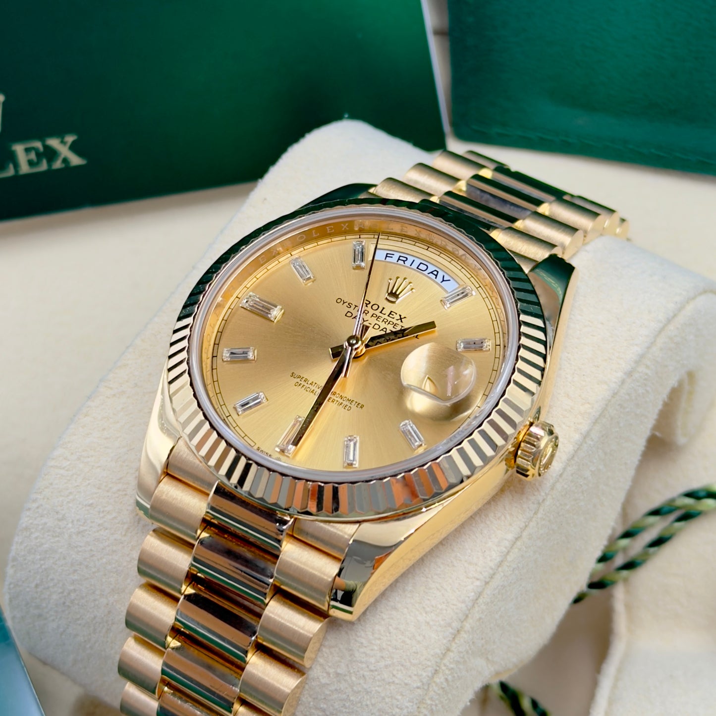 Rolex Day-Date 40 Champagne Baguette Dial 228238 - Full Set (2022)