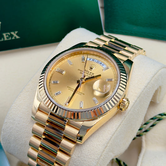 Rolex Day-Date 40 Champagne Baguette Dial 228238 - Full Set (2022)