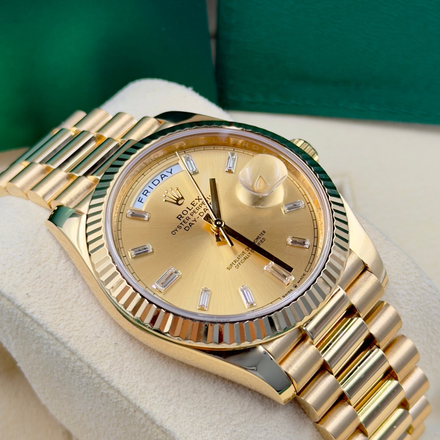 Rolex Day-Date 40 Champagne Baguette Dial 228238 - Full Set (2022)