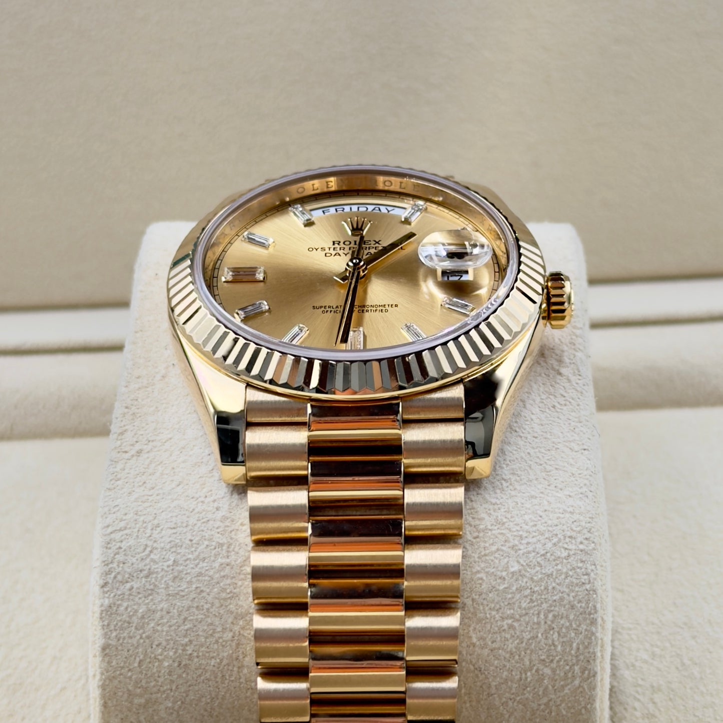 Rolex Day-Date 40 Champagne Baguette Dial 228238 - Full Set (2022)