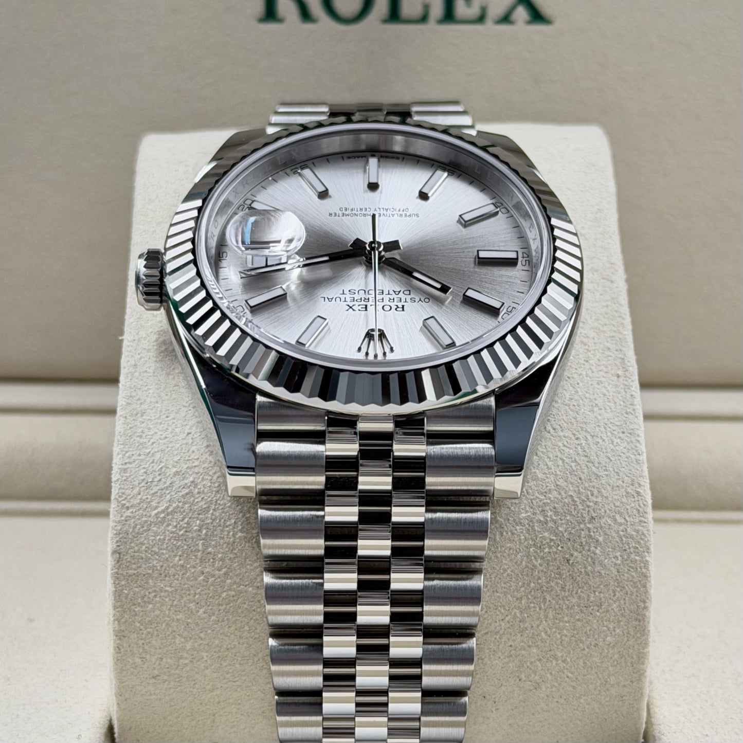 Rolex Datejust 41 Silver Dial Fluted Jubilee 126334 - Full Set (2025)