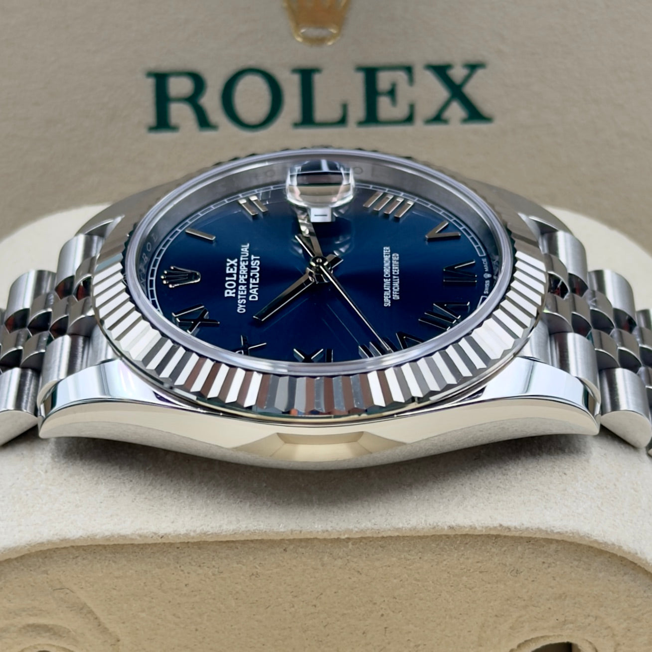 Rolex Datejust 41 Blue Roman Numeral Dial Fluted Jubilee 126334 - Full Set (2026)