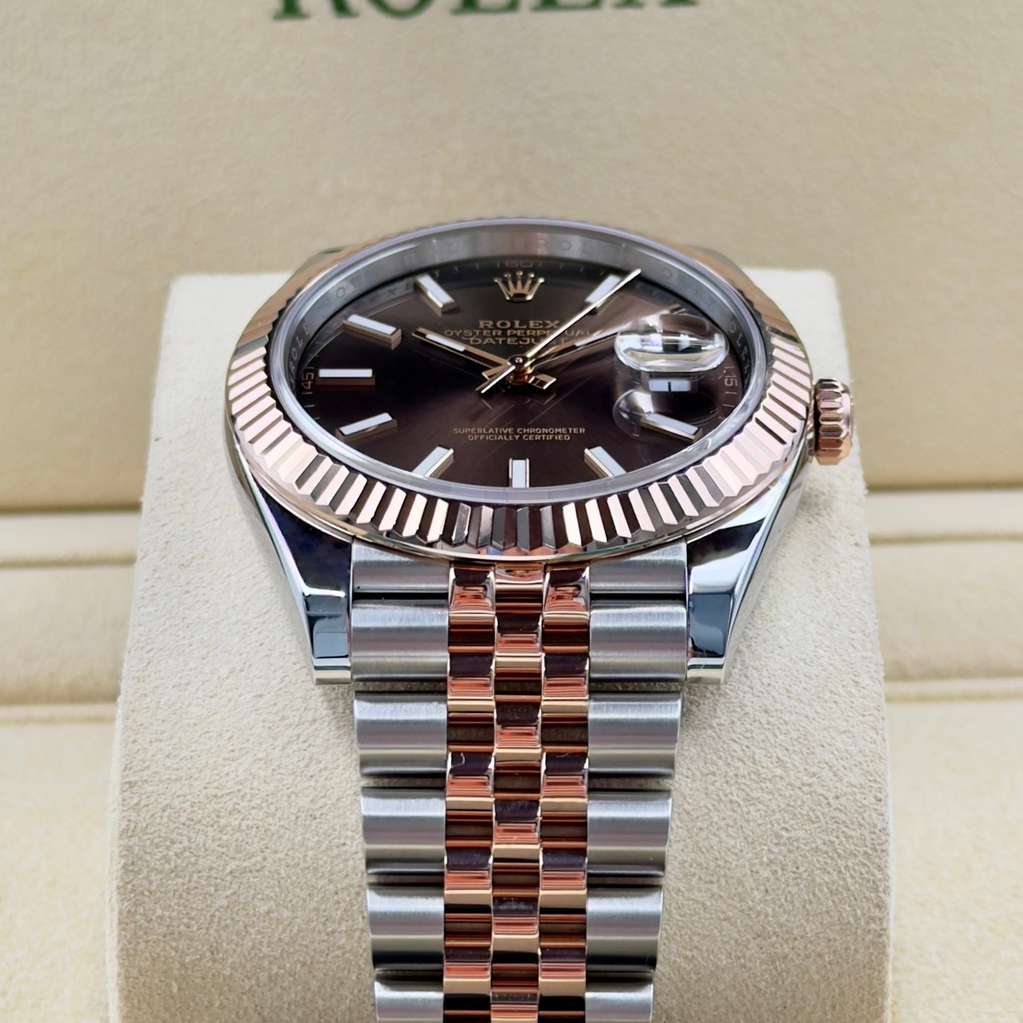 Rolex Datejust 41 Chocolate Baton Fluted Bezel Jubilee Bracelet 126331 - Full Set (2024)