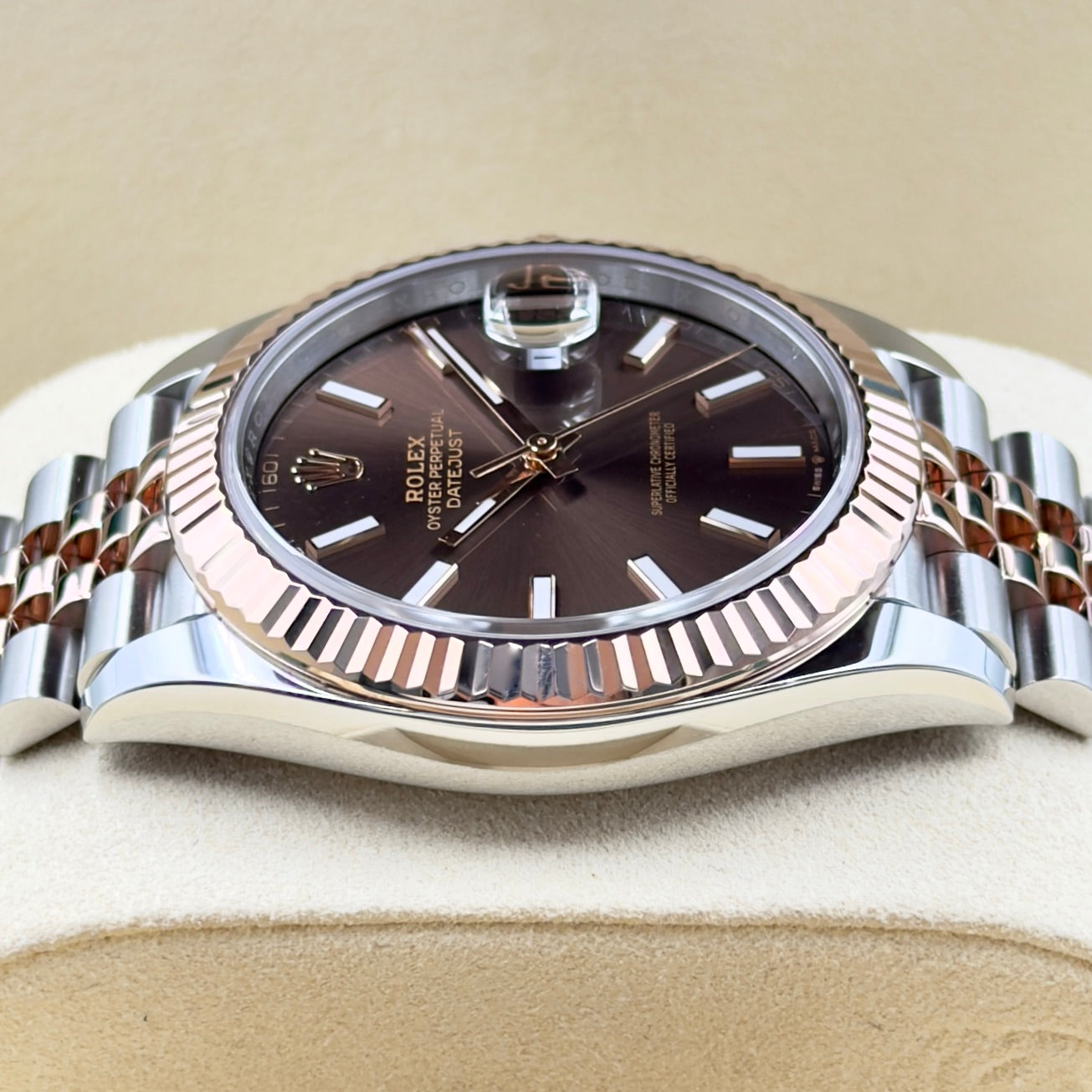 Rolex Datejust 41 Chocolate Baton Fluted Bezel Jubilee Bracelet 126331 - Full Set (2024)