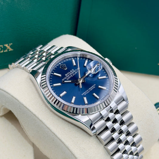 Rolex Datejust 36 Blue Baton Fluted Jubilee 126234 - Full Set (2026)