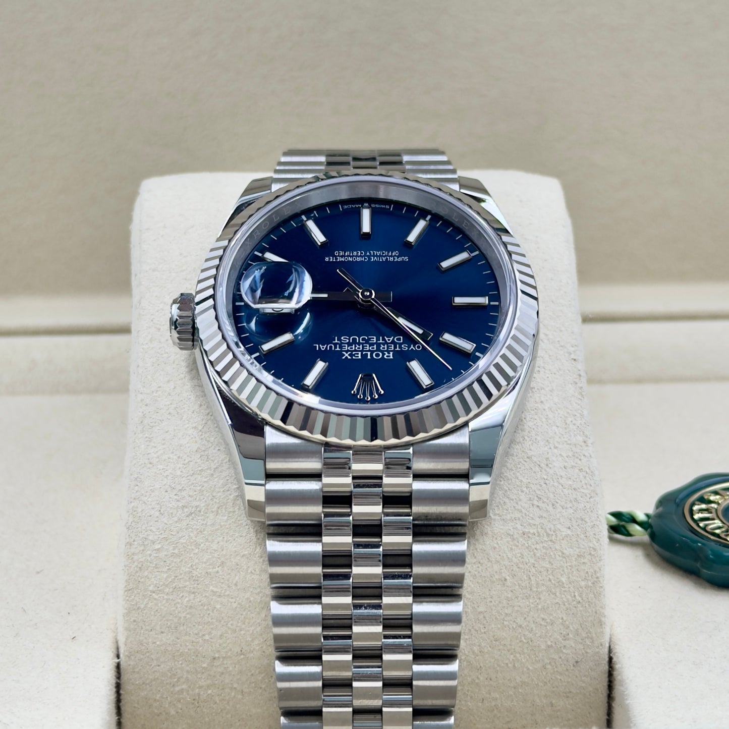 Rolex Datejust 36 Blue Baton Fluted Jubilee 126234 - Full Set (2026)