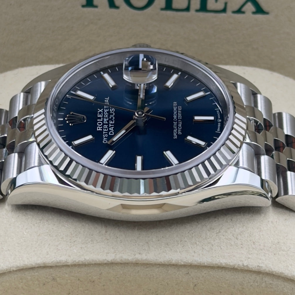 Rolex Datejust 36 Blue Baton Fluted Jubilee 126234 - Full Set (2026)
