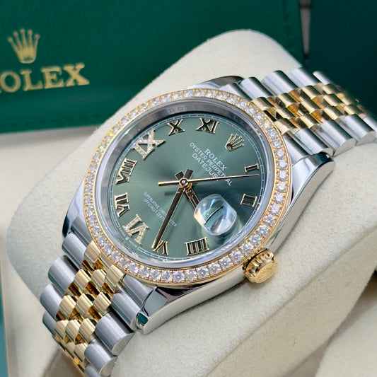 Rolex Datejust 36 Olive Green Factory Diamond Bezel 126283RBR - Full Set (2025)
