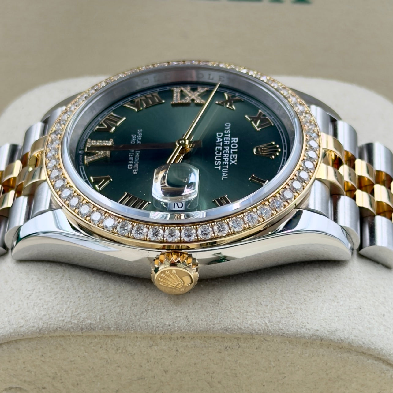 Rolex Datejust 36 Olive Green Factory Diamond Bezel 126283RBR - Full Set (2025)
