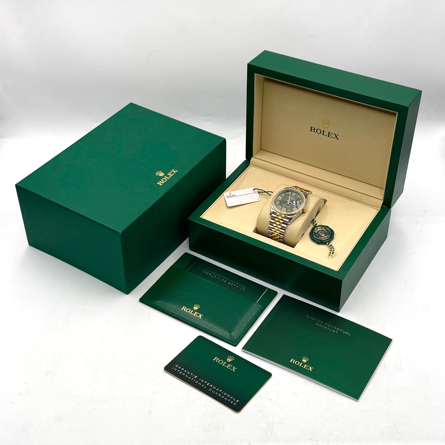 Rolex Datejust 36 Olive Green Factory Diamond Bezel 126283RBR - Full Set (2025)
