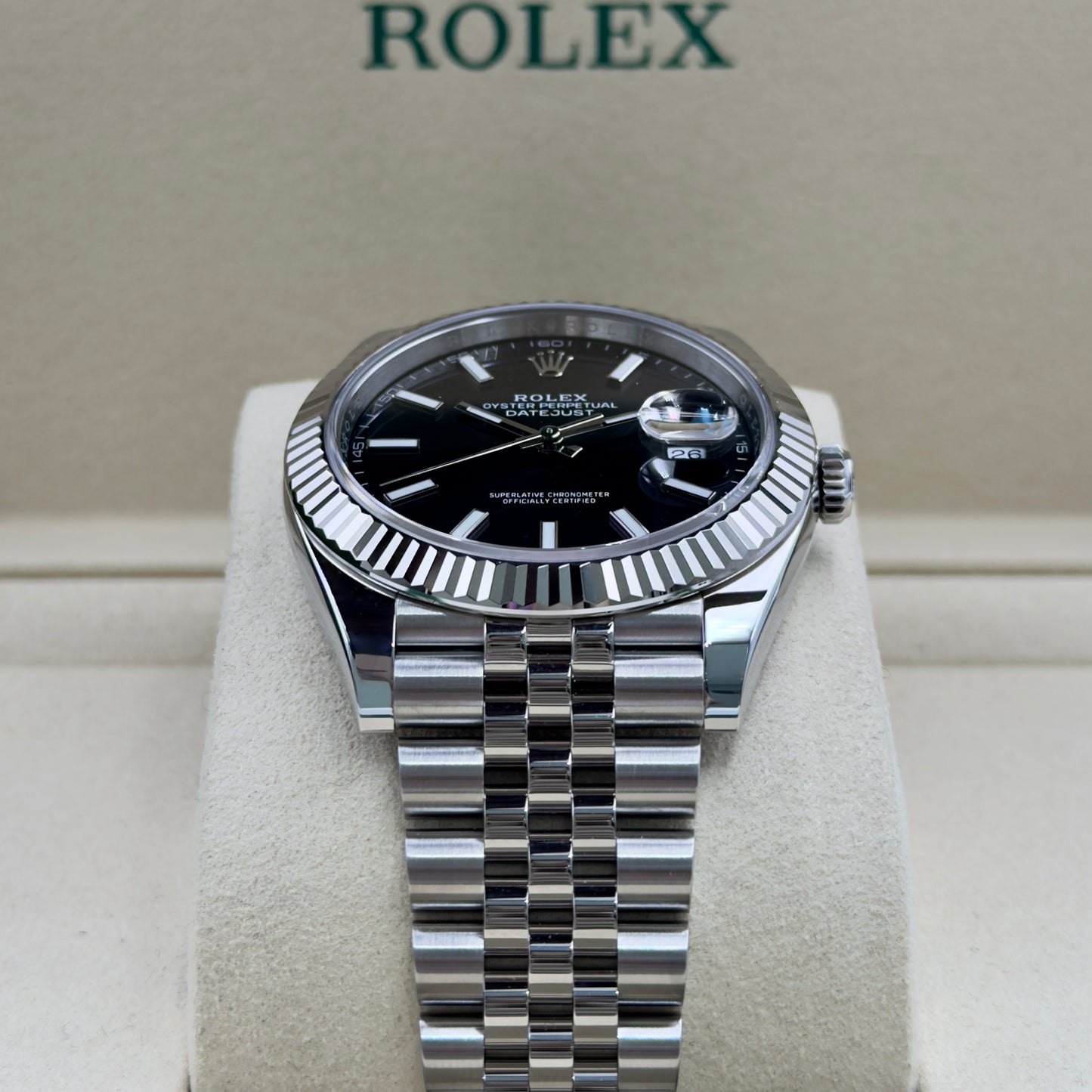 Rolex Datejust 41 Black Dial Fluted Jubilee 126334 - Full Set (2025)