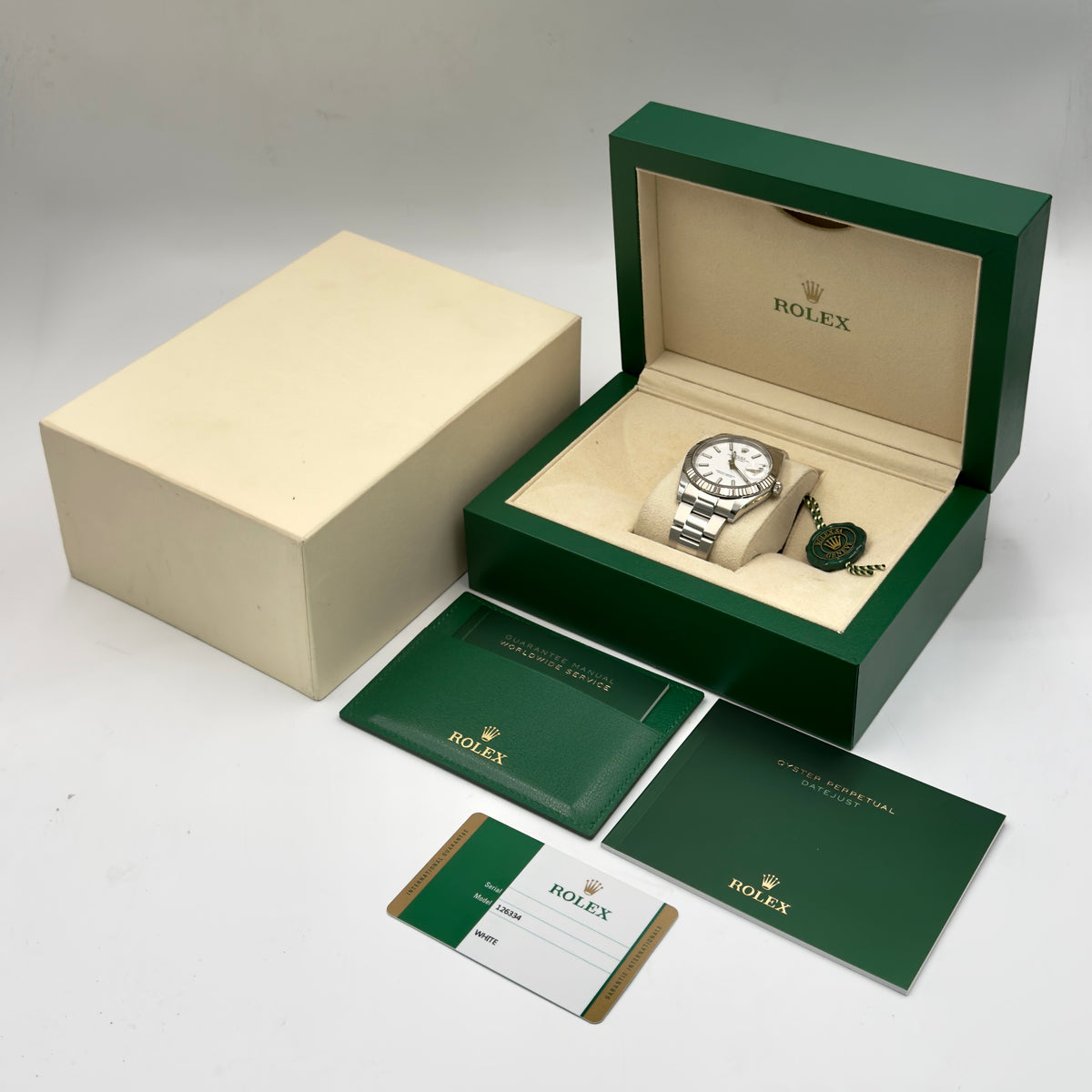 Rolex Datejust 41 White Dial Fluted Oyster 126334 - Full Set (2019)
