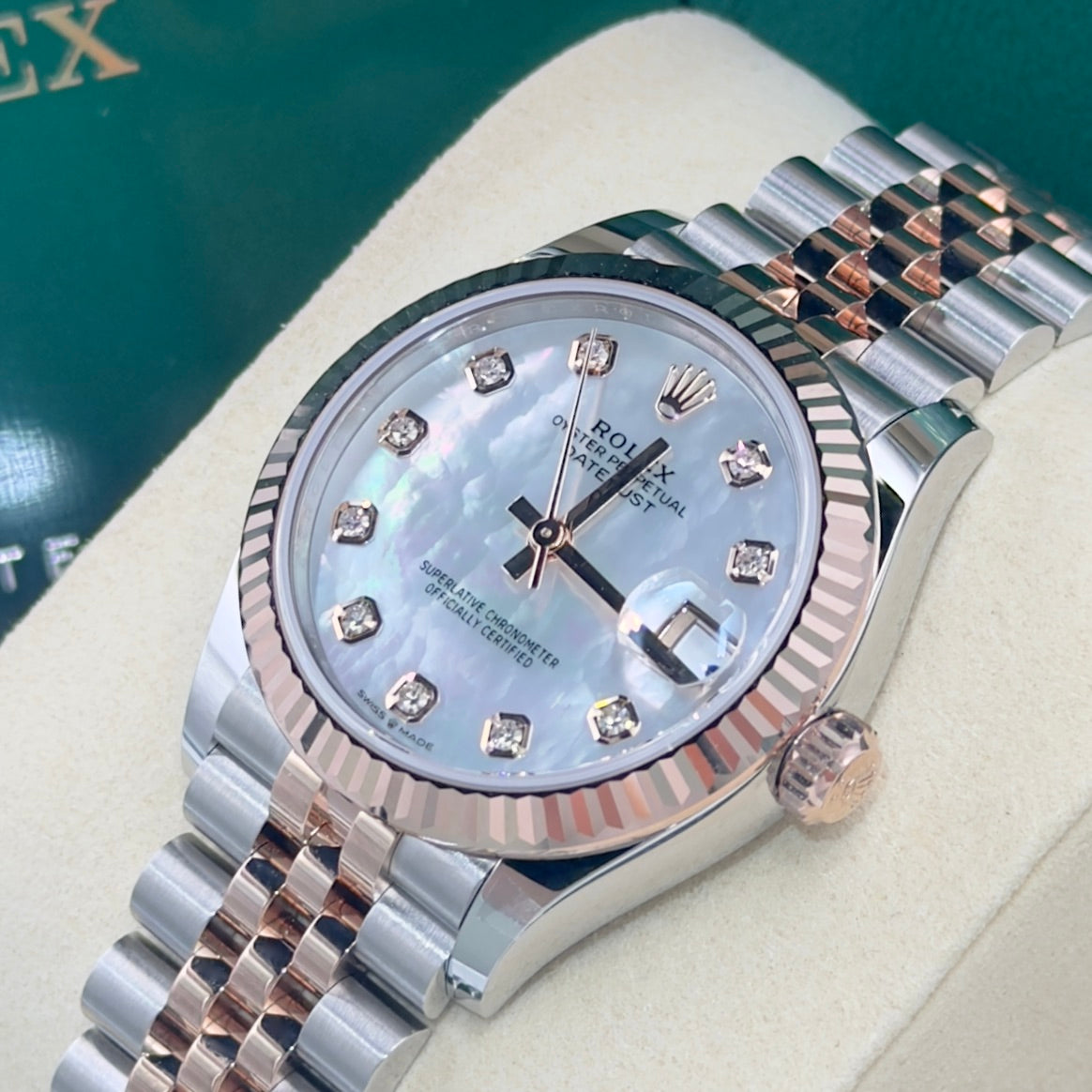 Rolex Datejust Steel and Rose Gold Mother of Pearl (MOP) Diamond Dial 278271 Full Set 2026
