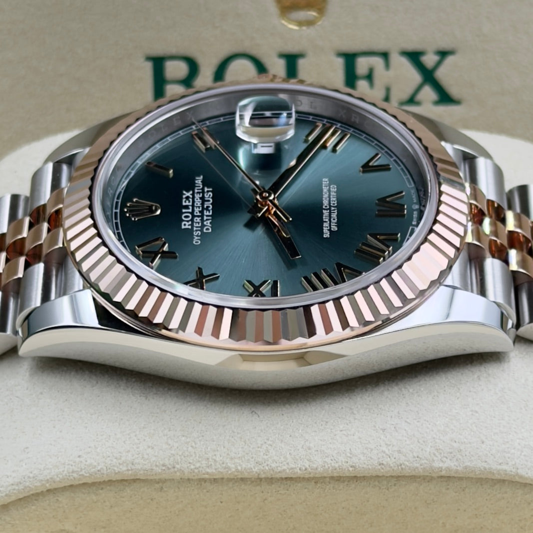 Rolex Datejust Olive Roman Numeral Dial Fluted Bezel Jubilee Bracelet 126331 - Full Set (2026)