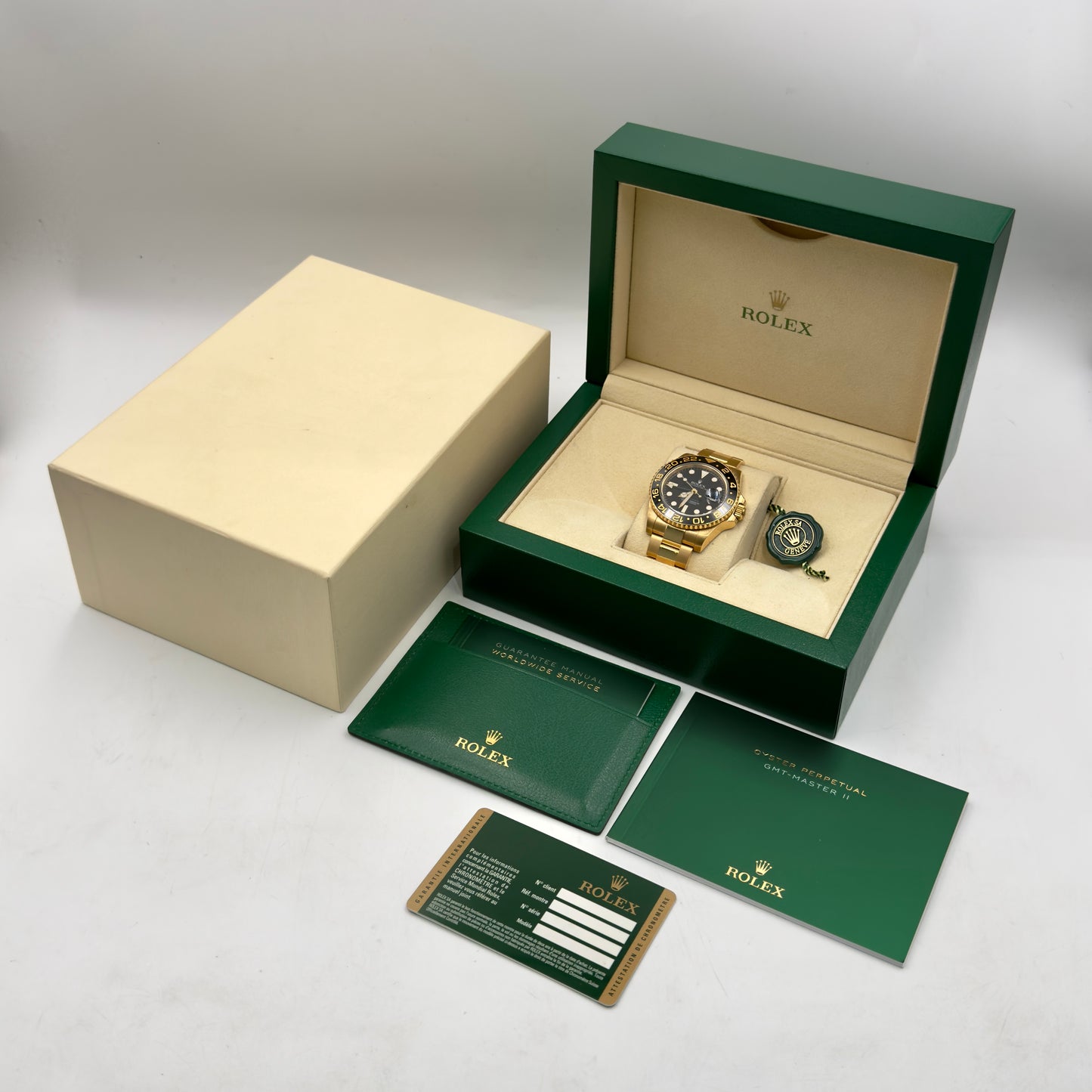 Rolex GMT-Master II Full 18K Yellow Gold Black Dial 116718LN - Full Set (2013)