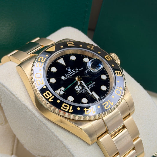 Rolex GMT-Master II Full 18K Yellow Gold Black Dial 116718LN - Full Set (2013)