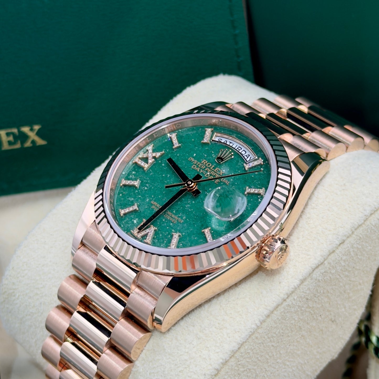 Rolex Day-Date Aventurine Dial 128235 - Full Set (2024)