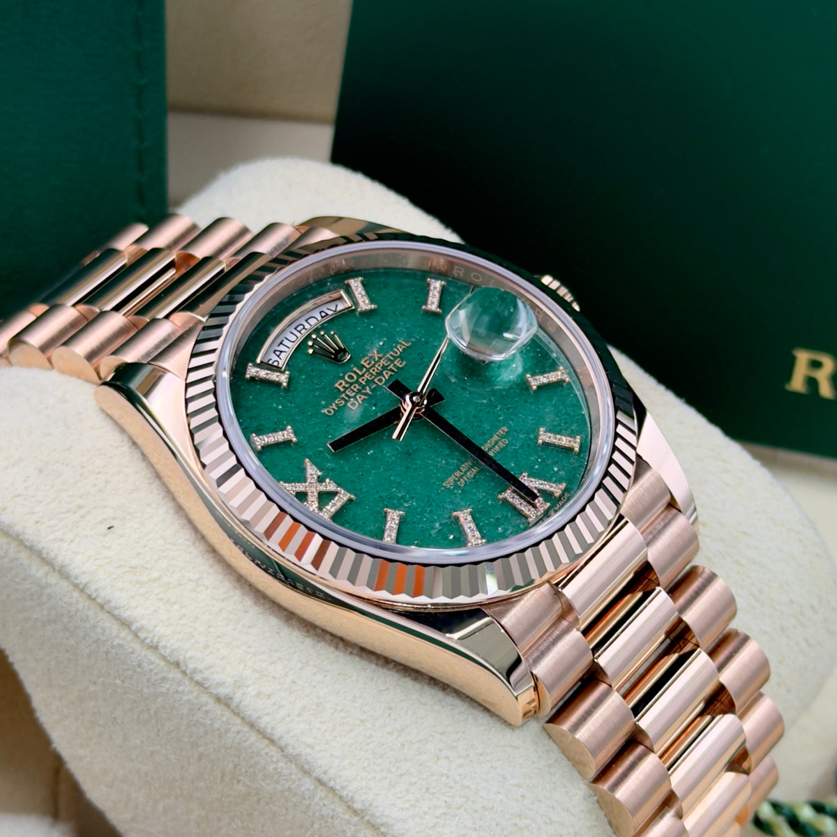 Rolex Day-Date Aventurine Dial 128235 - Full Set (2024)