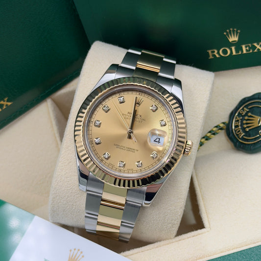 Rolex Datejust Champagne Diamond Dial Fluted Bezel Oyster Bracelet 126334 - Full Set (2018)
