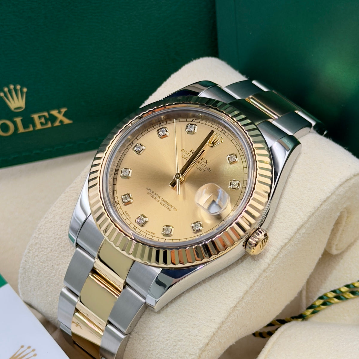 Rolex Datejust Champagne Diamond Dial Fluted Bezel Oyster Bracelet 126334 - Full Set (2018)