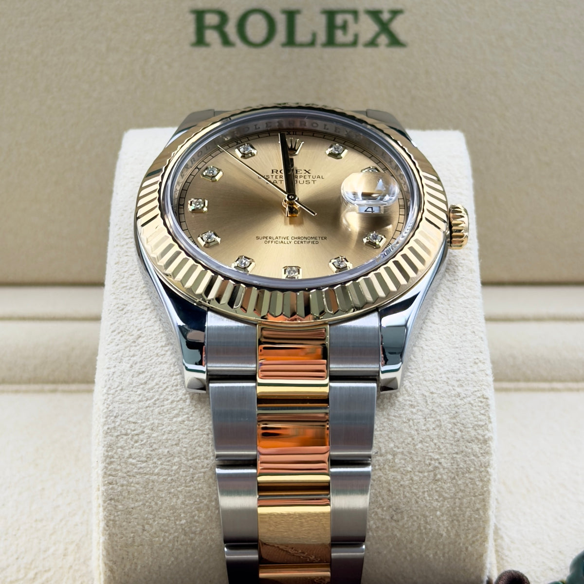 Rolex Datejust Champagne Diamond Dial Fluted Bezel Oyster Bracelet 126334 - Full Set (2018)
