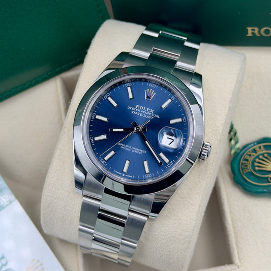 Rolex Datejust Blue Baton Dial 126300 - Full Set (2019)