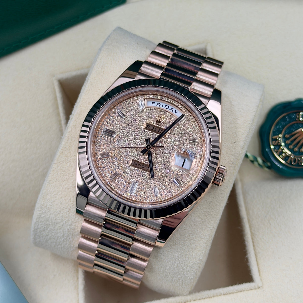 Rolex Day-Date Pavé Dial 228235 - Full Set (2022)