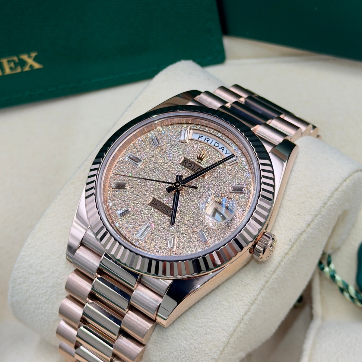 Rolex Day-Date Pavé Dial 228235 - Full Set (2022)