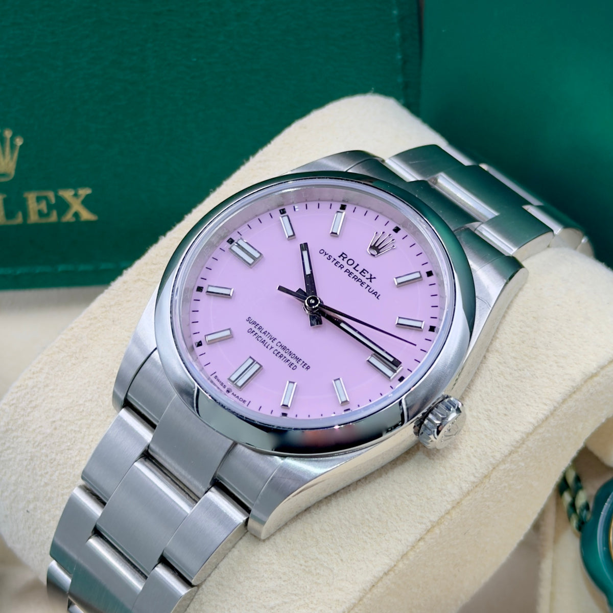 Rolex Oyster Perpetual Candy Pink 126000 - Full Set (2024)