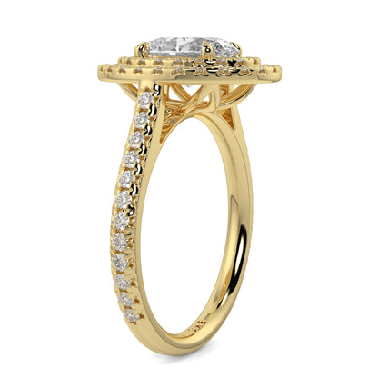 Gold ring with a diamond on a white background yb jewellers oval diamond engagement ring best seller trending design