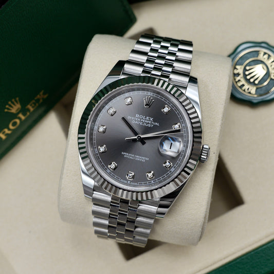 Rolex Datejust 41 Rhodium Diamond Dot Dial 126334 - Full Set (2025)