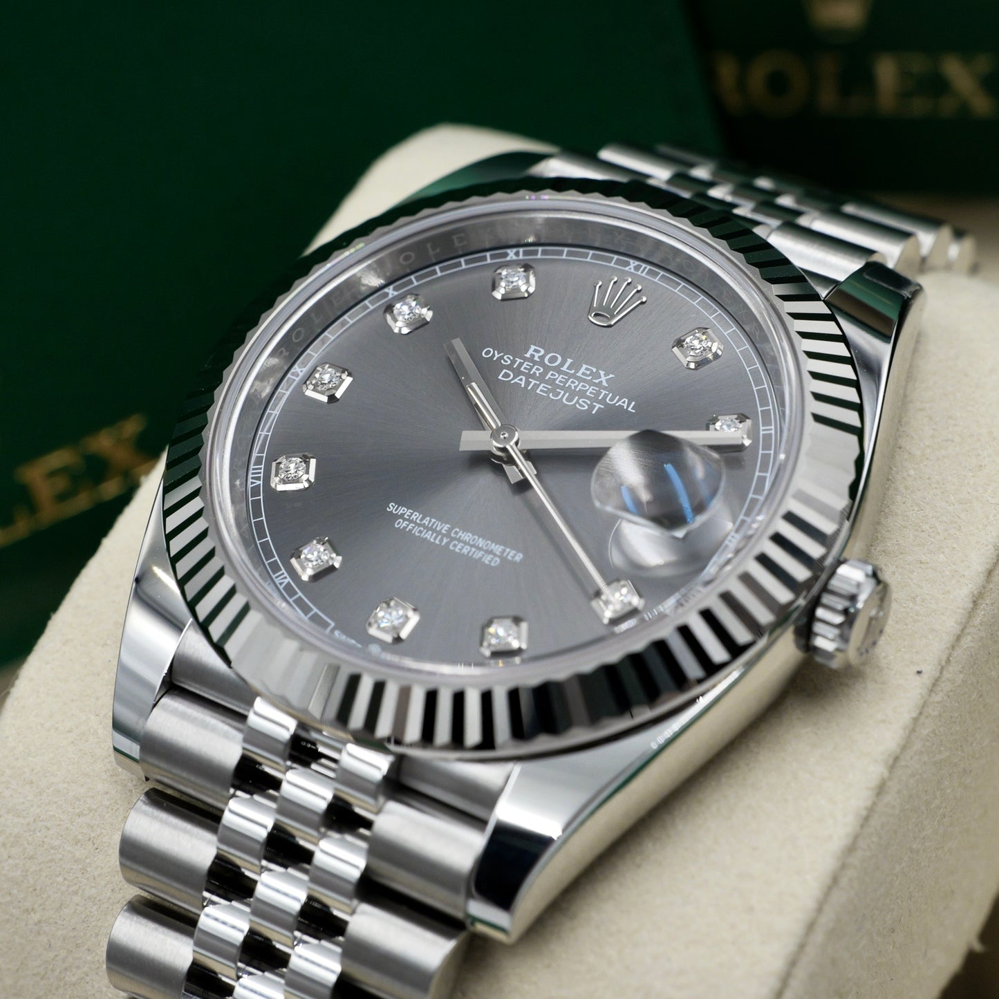 Rolex Datejust 41 Rhodium Diamond Dot Dial 126334 - Full Set (2025)